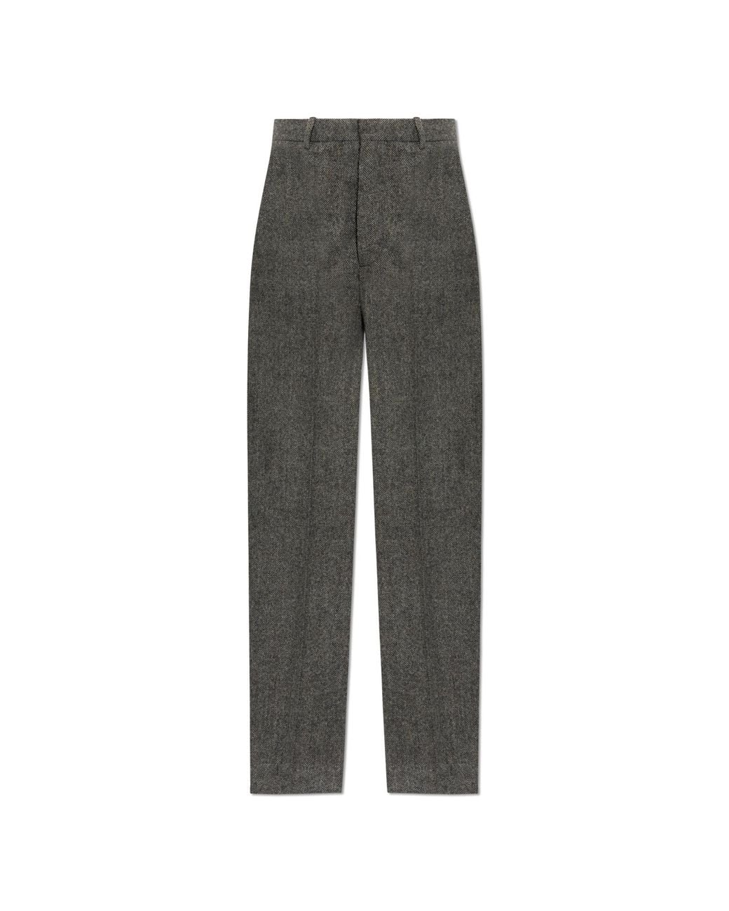 Maison Margiela Gray Wool Herringbone Pattern Trousers for men