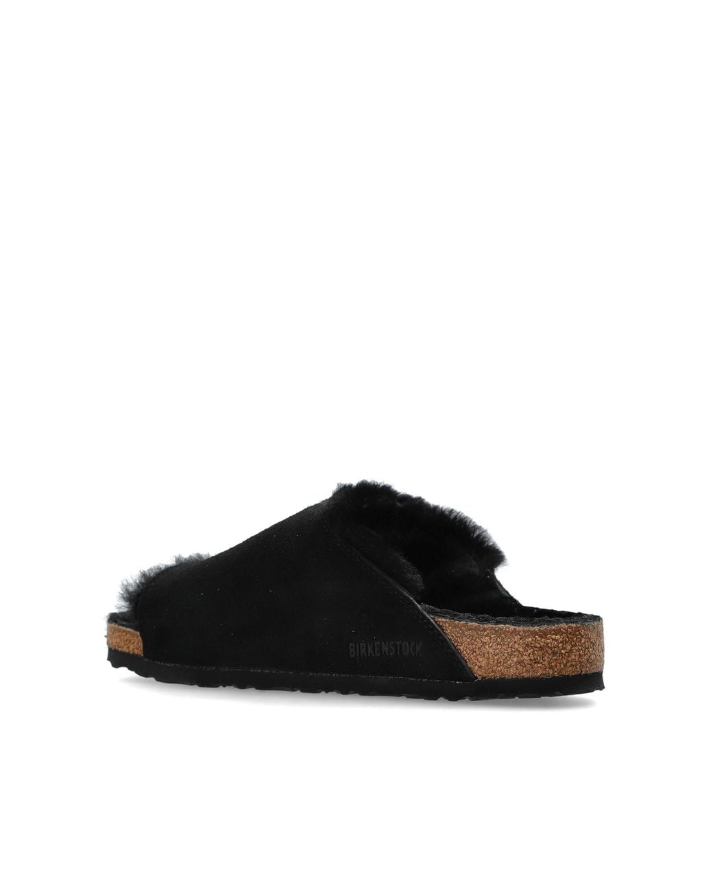 Birkenstock Black 'Solana Shearling' Slides for men