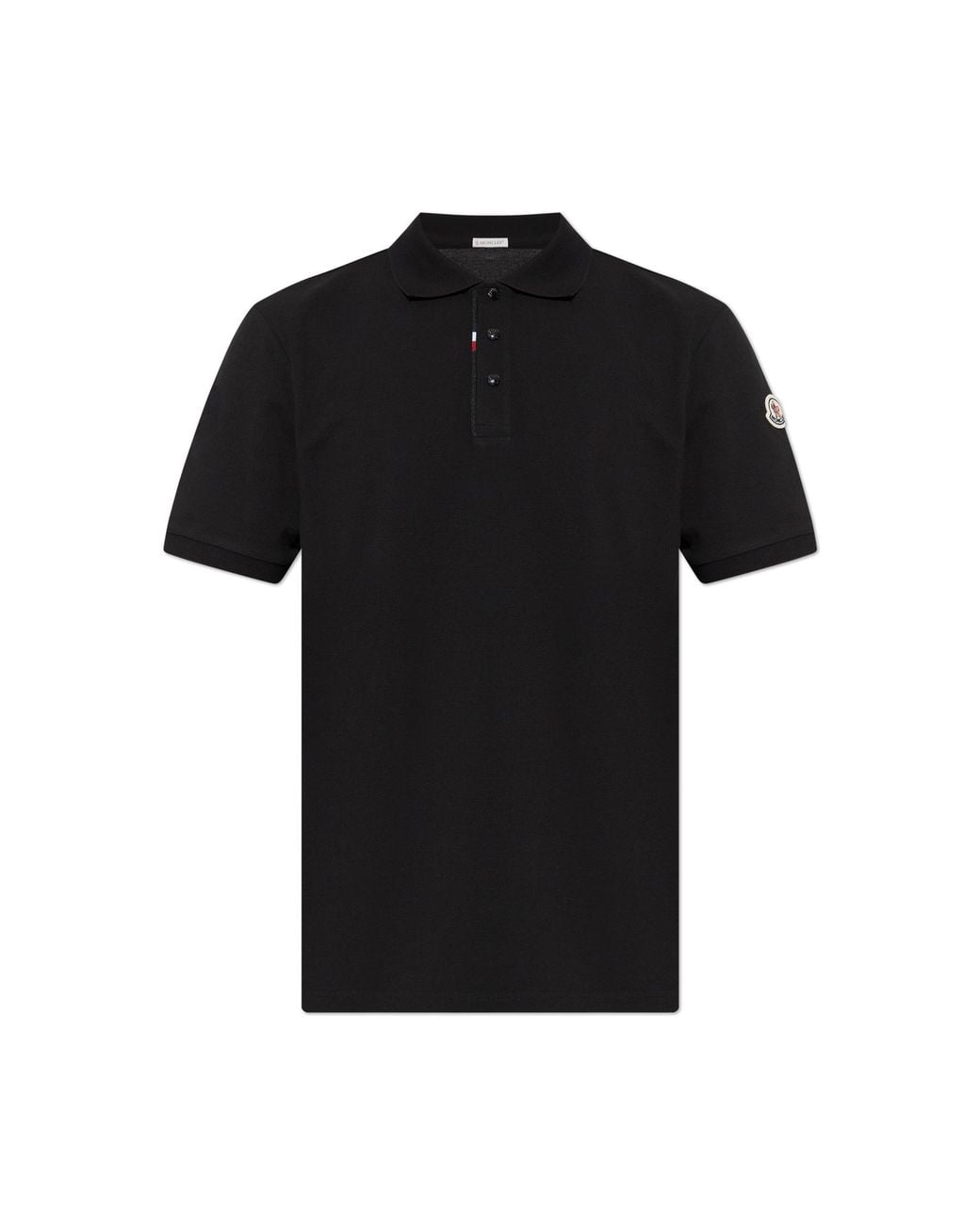 Moncler Black Polo With Logo Patch for men
