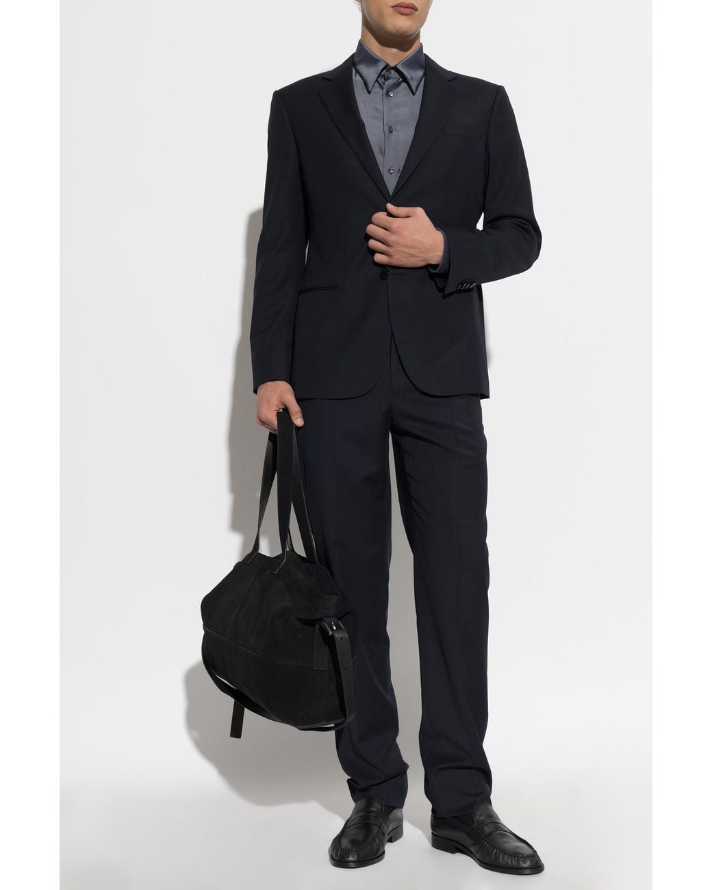 Giorgio Armani Blue Satin Shirt for men