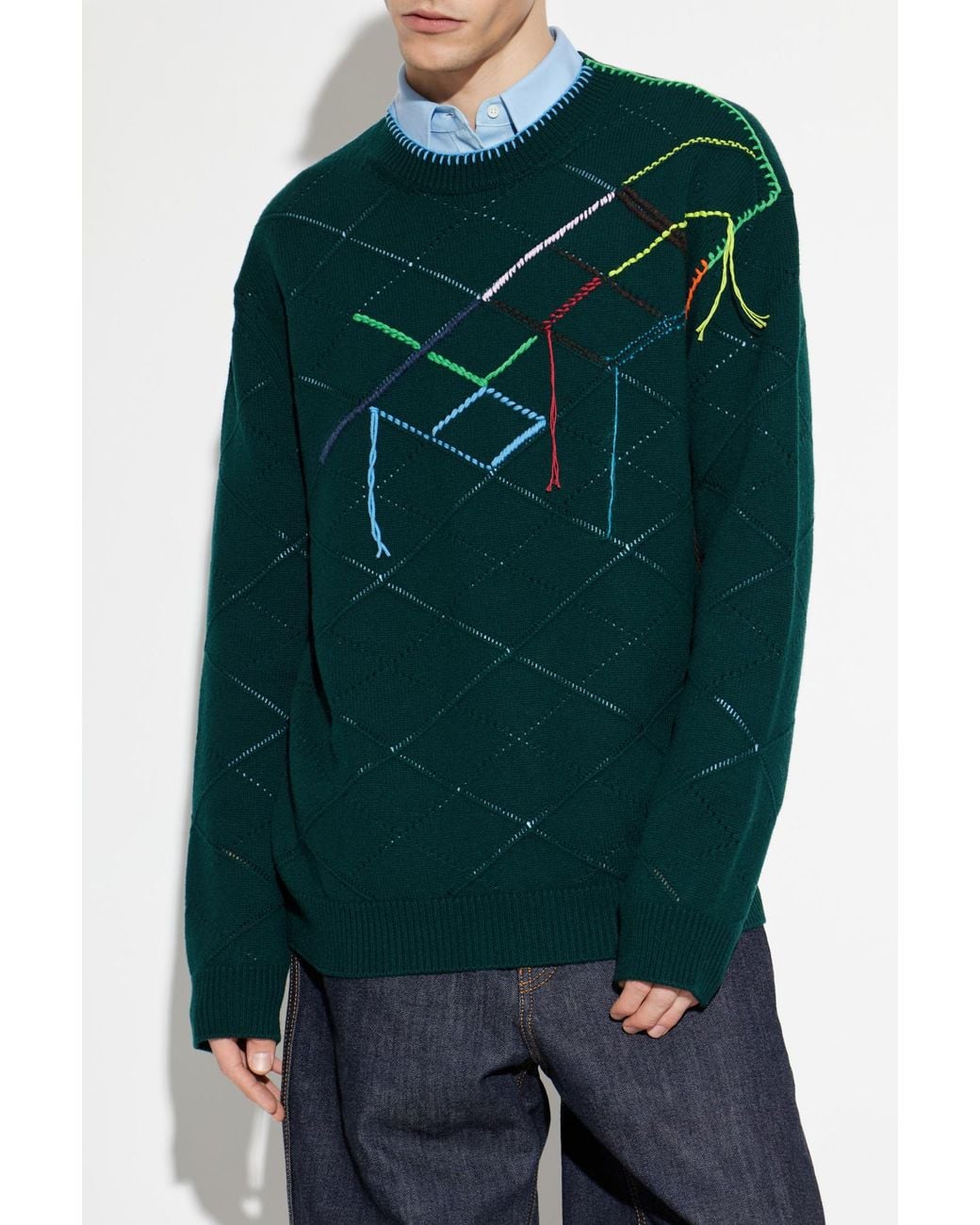 Loewe Blue Wool Sweater for men