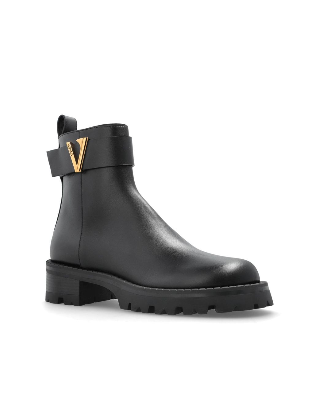 Versace Black Leather Ankle Boots