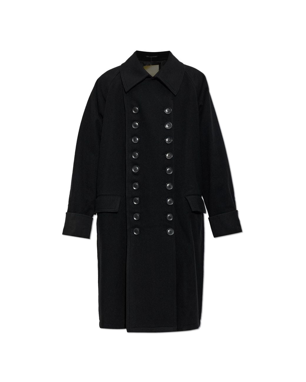 Yohji Yamamoto Black Wool Double-Breasted Coat for men