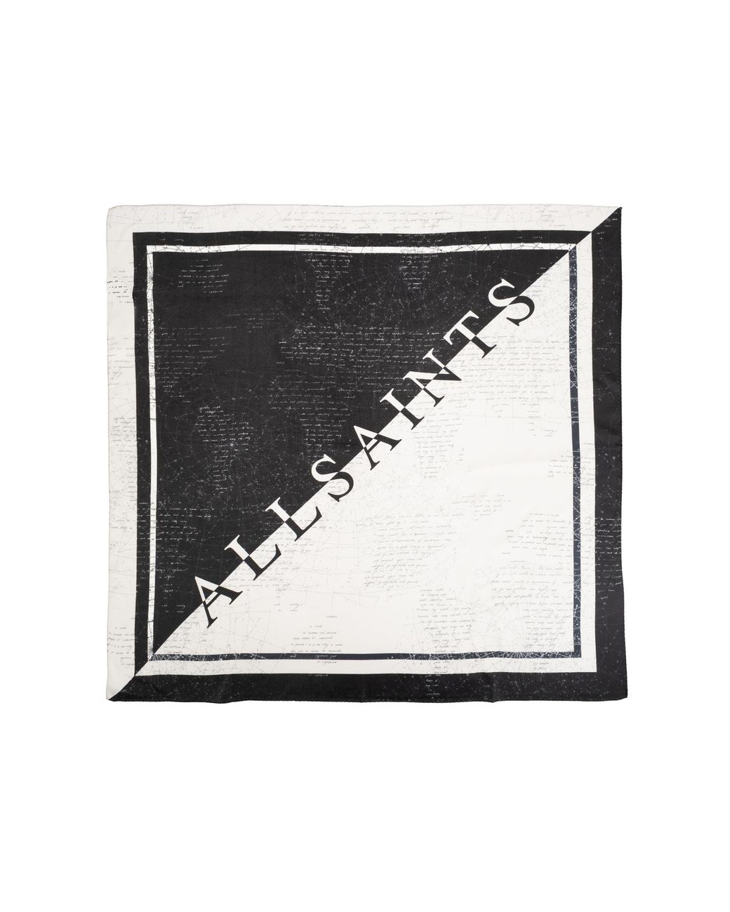 AllSaints Black Silk Scarf 'Script'