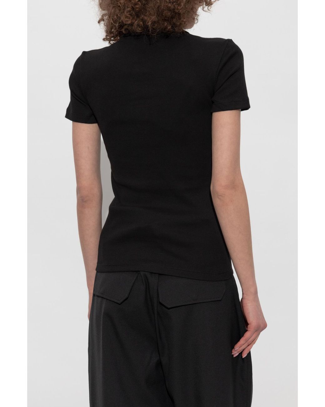 Lacoste Black Ribbed Polo With Logo Patch