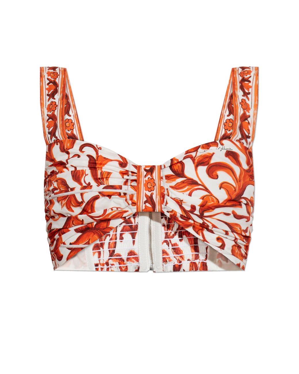 Dolce & Gabbana Red Short Top With "Majolica" Print