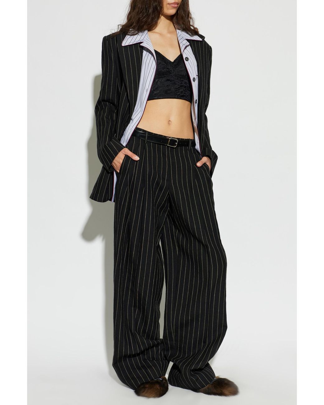 Dolce & Gabbana Gray Shirt With Stripe Pattern