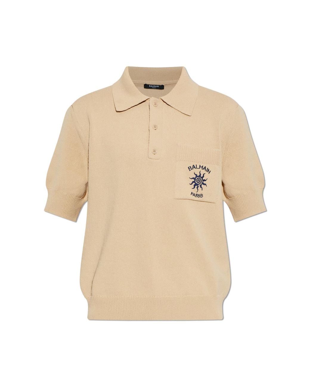 Balmain Natural Polo Shirt With Pocket for men