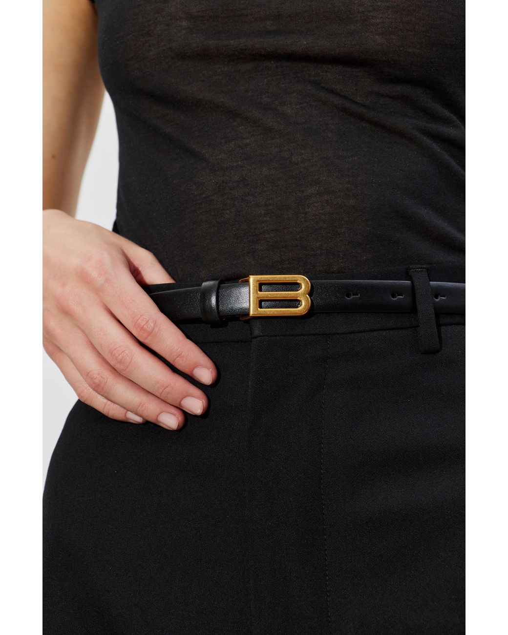 Balenciaga Black Leather Belt
