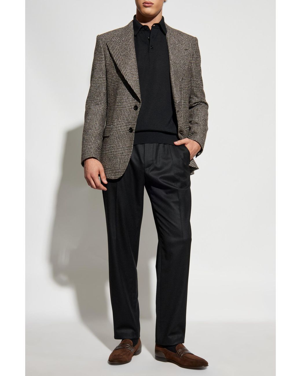 Dolce & Gabbana Black Cashmere Long-Sleeve Polo for men