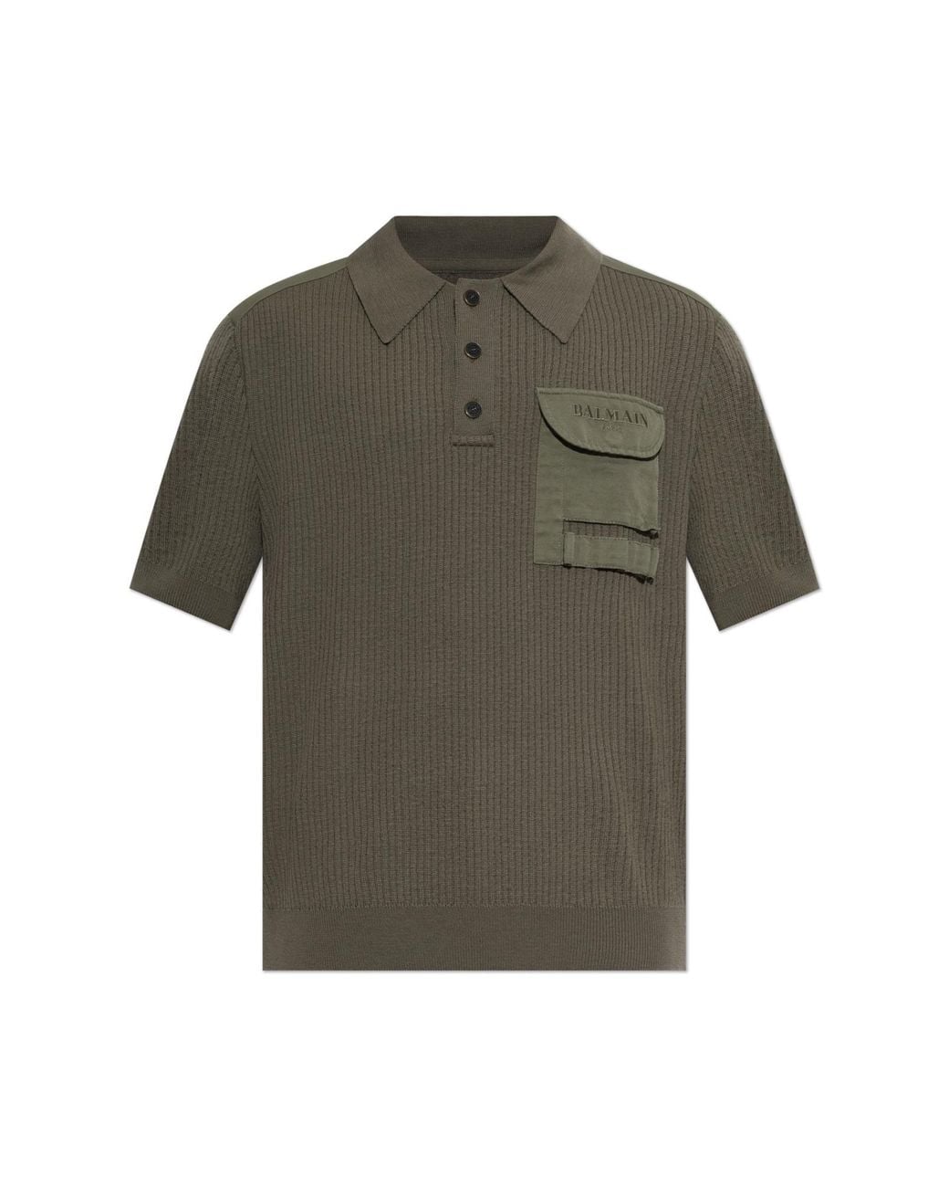 Balmain Green Wool Sweater With Pocket for men