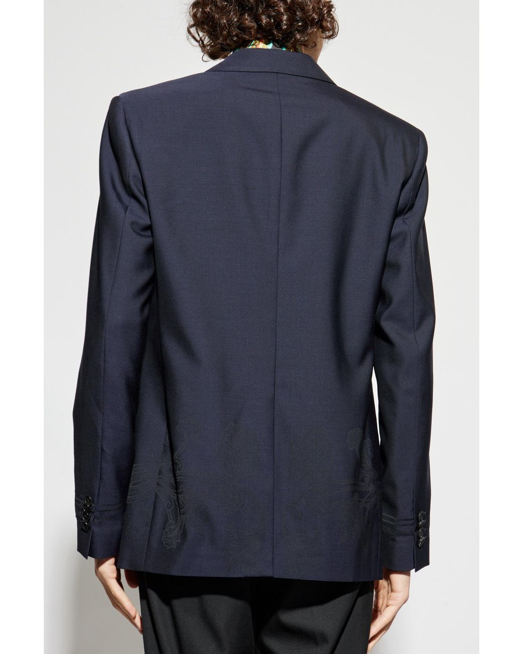 Etro Blue Wool Blazer With Single Vent for men