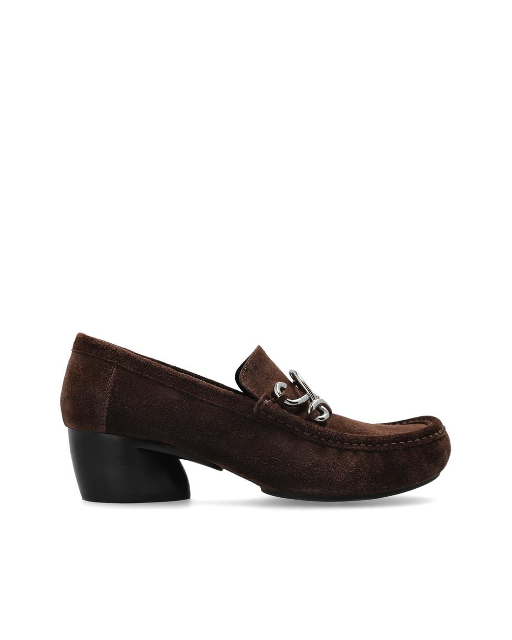 Loewe Brown 'Oval Double L' Heeled Loafers