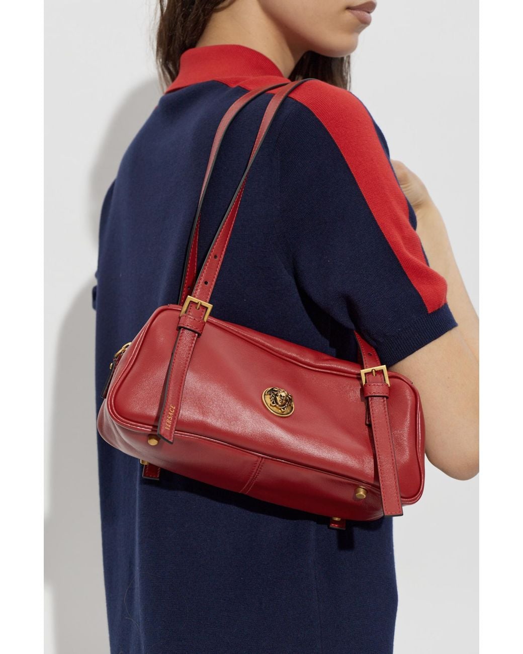 Versace Red 'Small' Shoulder Bag With Medusa Head
