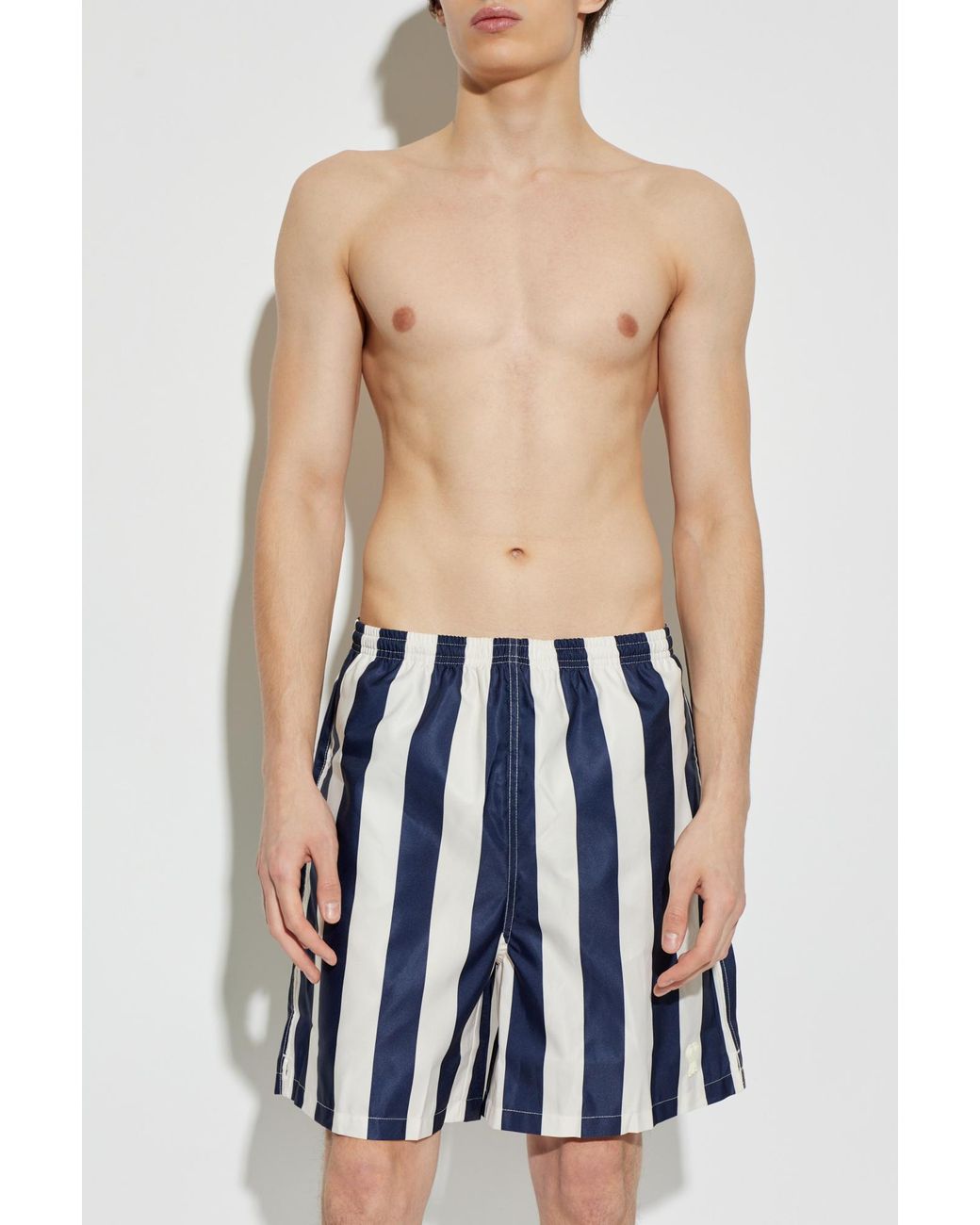 AMI Blue Striped Swim Shorts for men