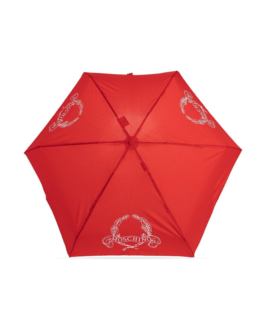 Moschino Red Small Folding Umbrella With Logo