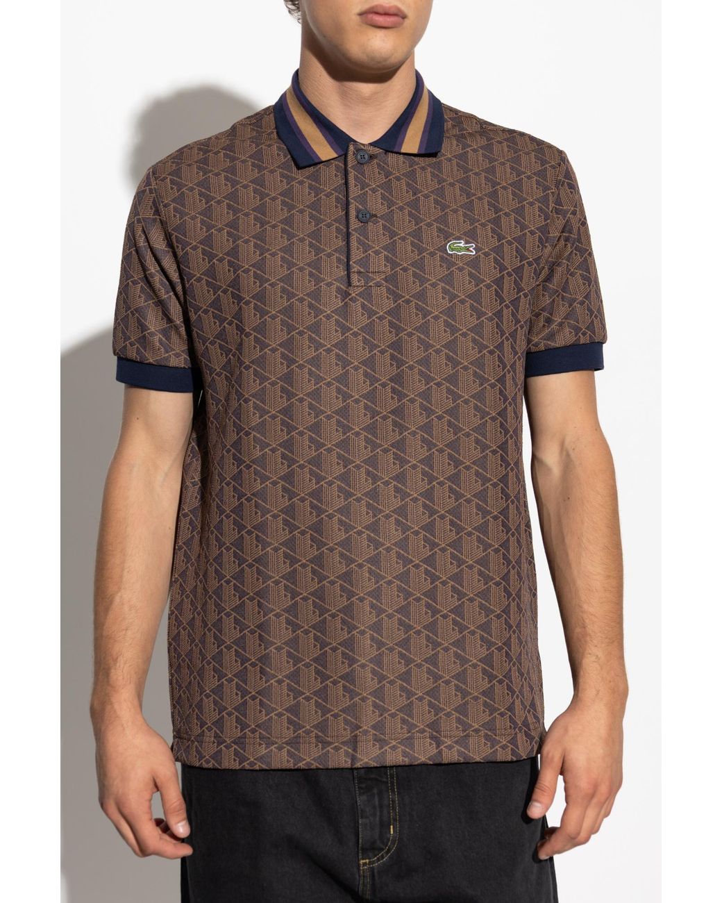 LACOSTEモノグラム Lacoste Monogram Polo in Brown for Men | Lyst Canada