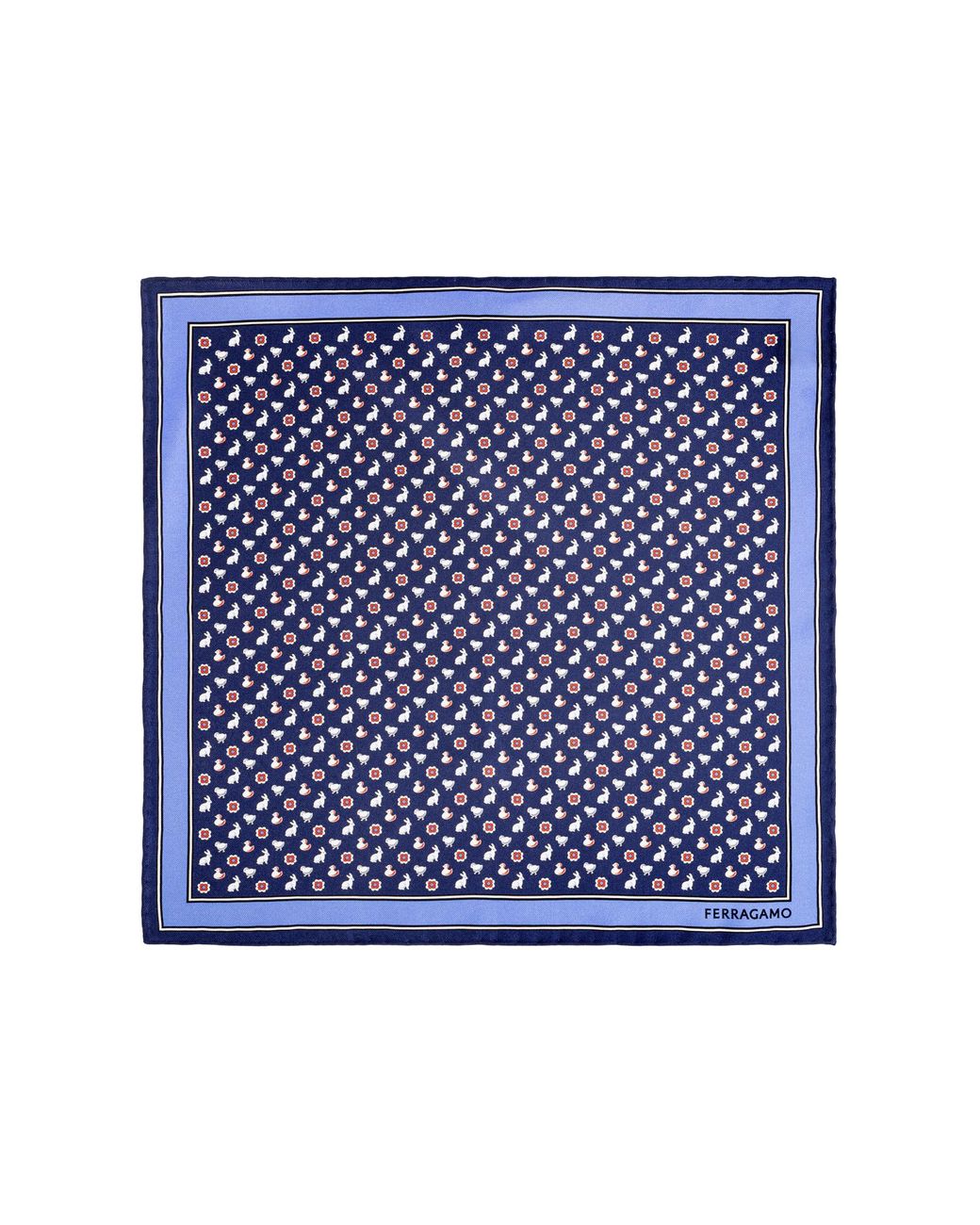 Ferragamo Blue Silk Pocket Square for men