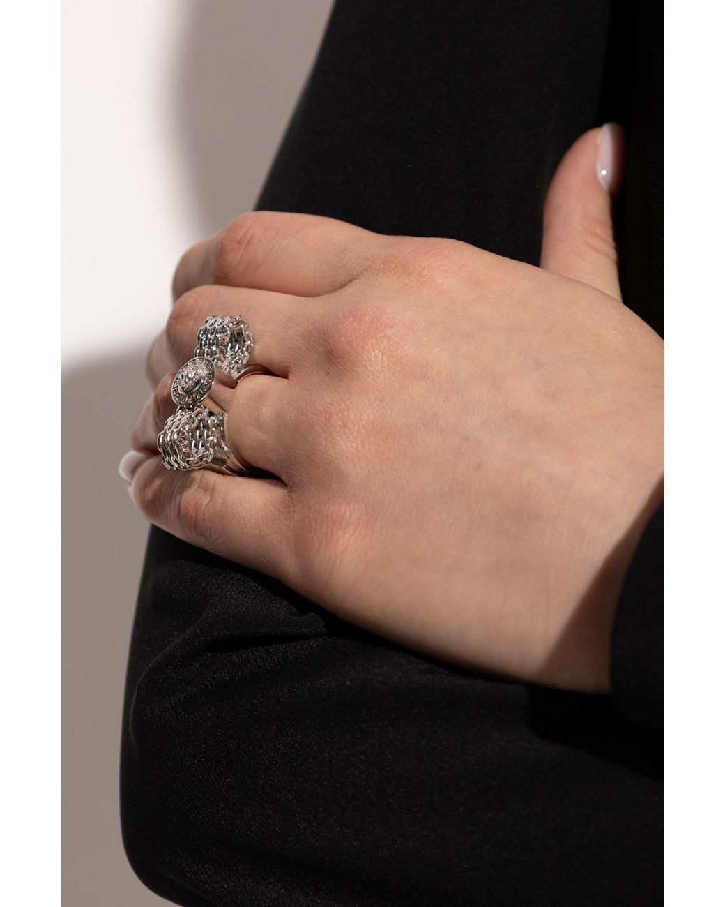 Versace Metallic Ring With Medusa's Head