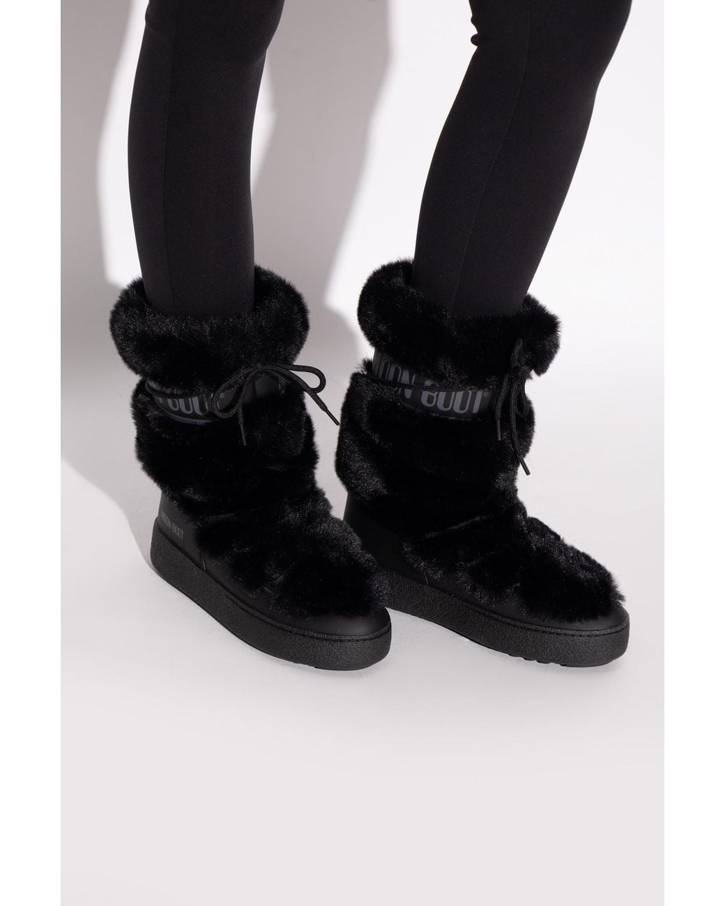 Moon Boot Black Snow Boots 'Mb Ltrack Faux Fur High Wp'