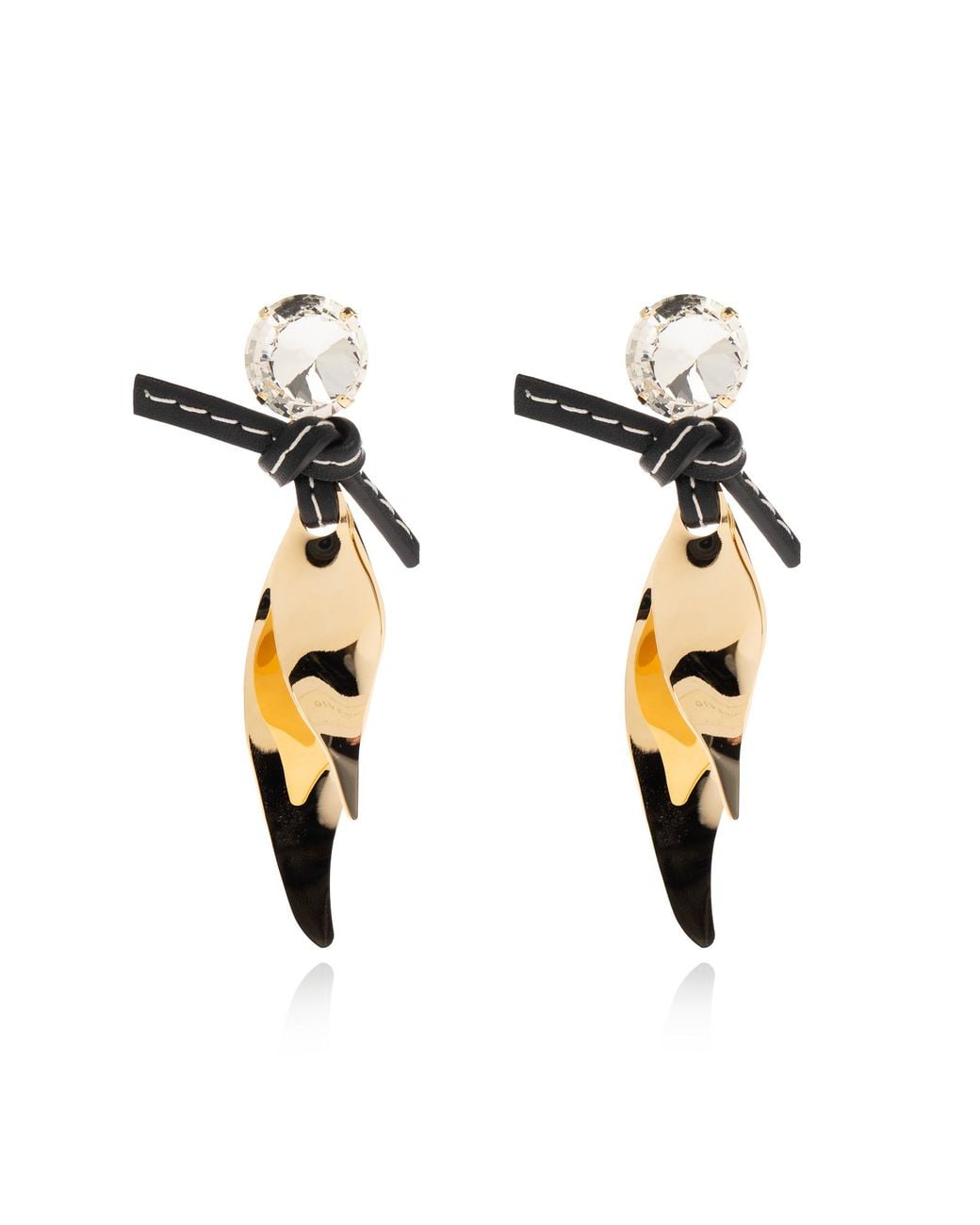 Marni Metallic Brass Leaf-Shaped Earrings