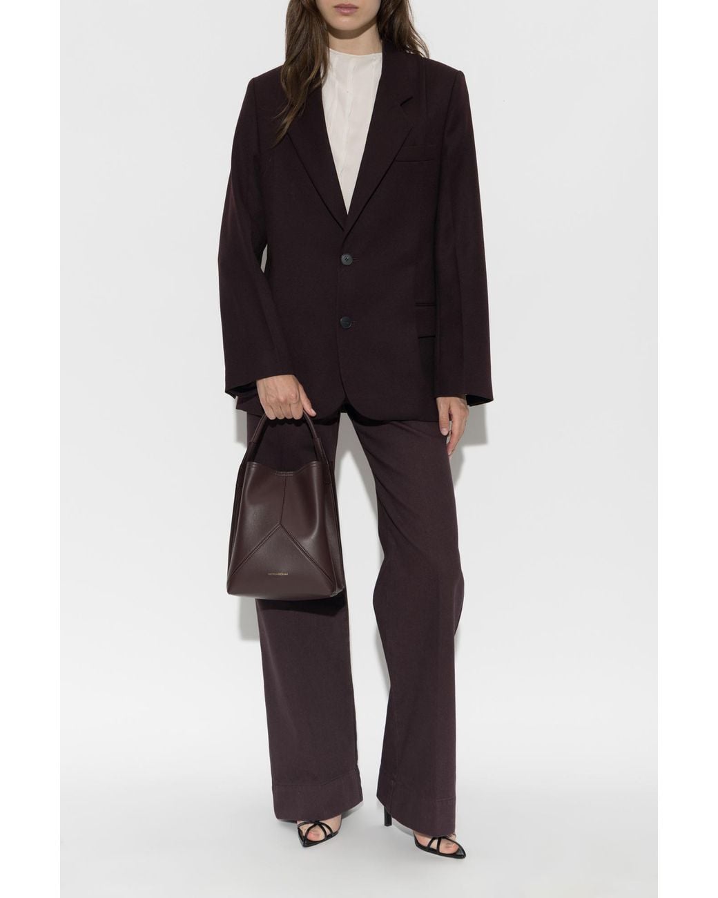 Victoria Beckham Blue Wool Blazer With Double Vent