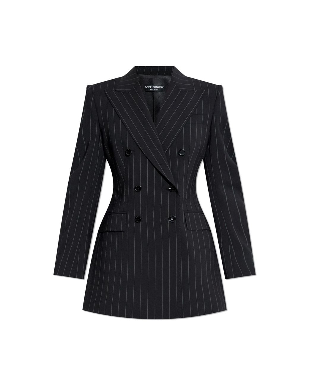 Dolce & Gabbana Black Blazer With Stripe Pattern