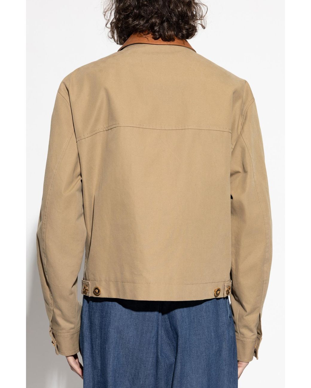 Versace Natural Jacket With A Leather Collar for men