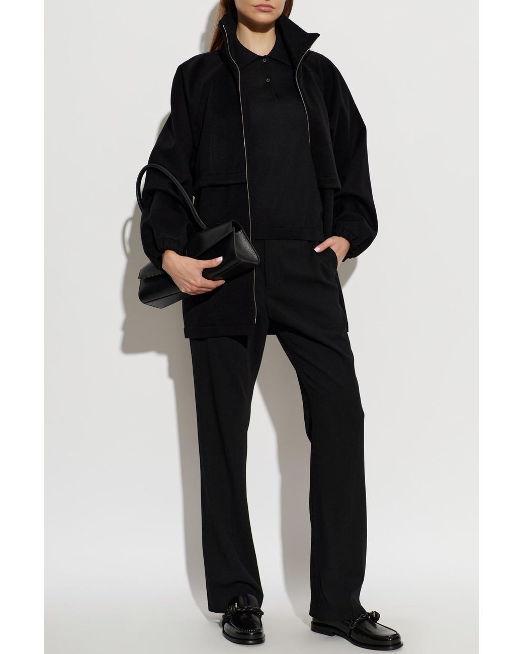 Jil Sander Black Wool Jacket With Stand-Up Collar