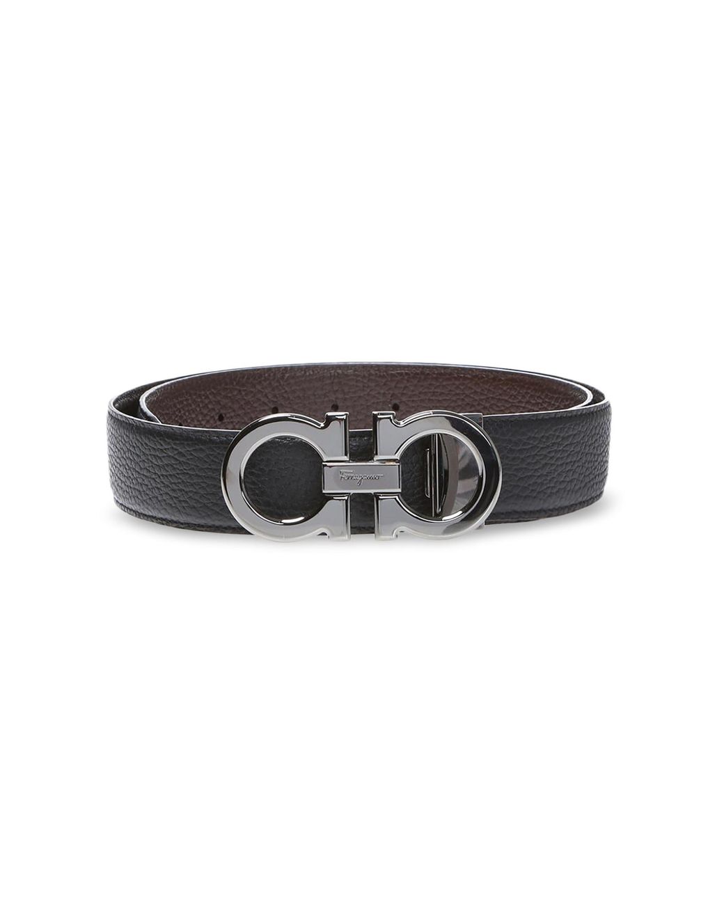 Ferragamo Black Gancini Leather Belt for men