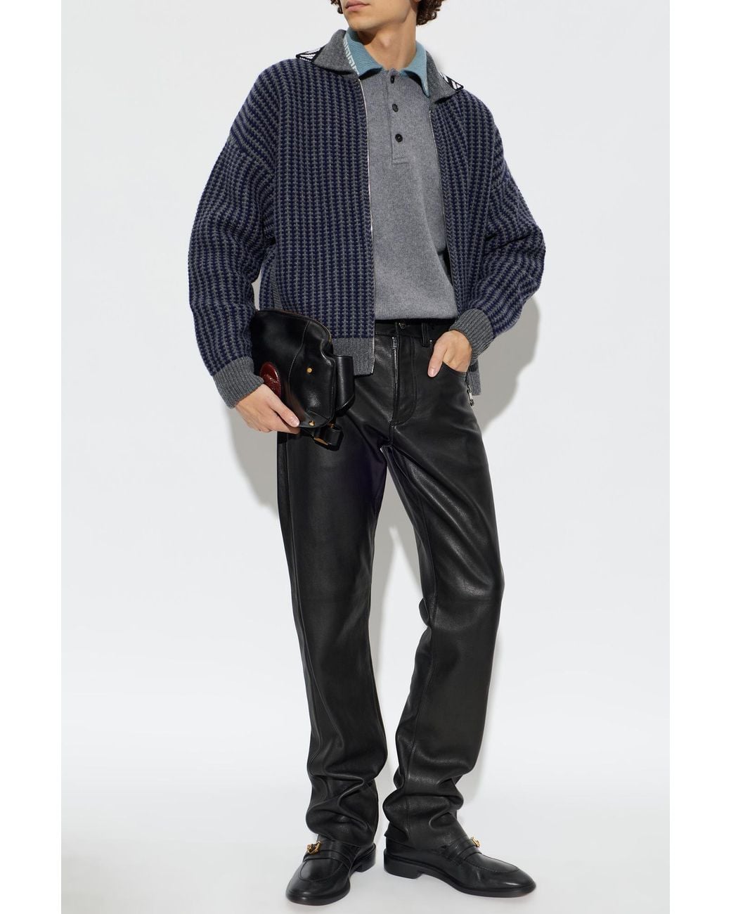 Versace Blue Wool Cardigan for men