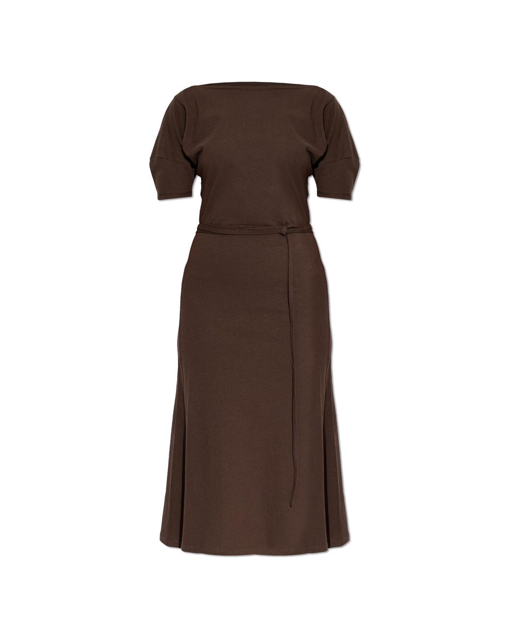 Lemaire Brown Cotton Dress With Short Sleeves