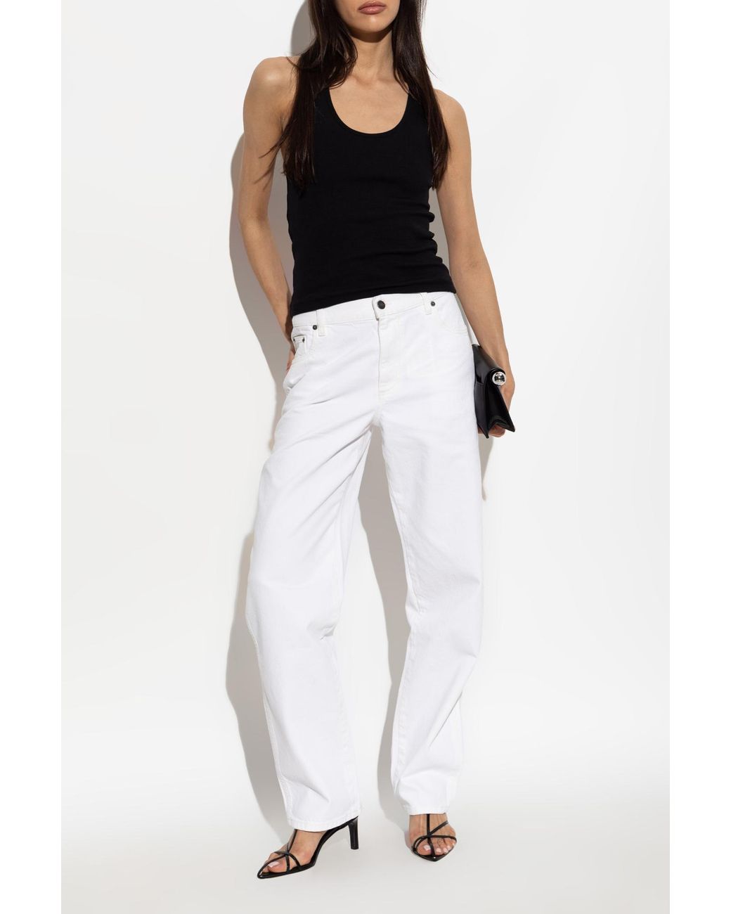 Matteau White Jeans With Logo Appliqué