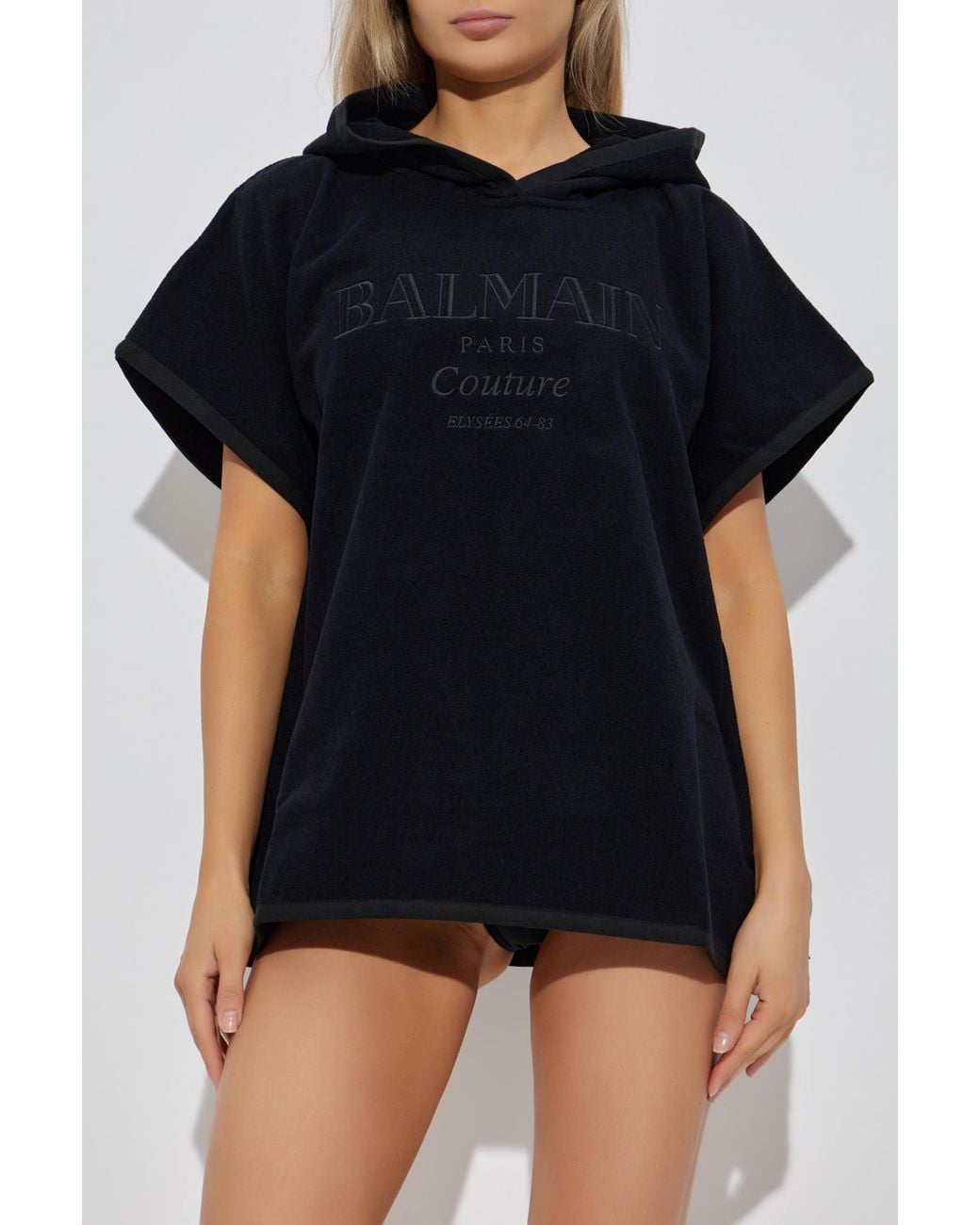 Balmain Black Cotton Poncho
