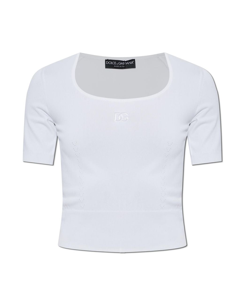 Dolce & Gabbana White Top With Embroidered Logo
