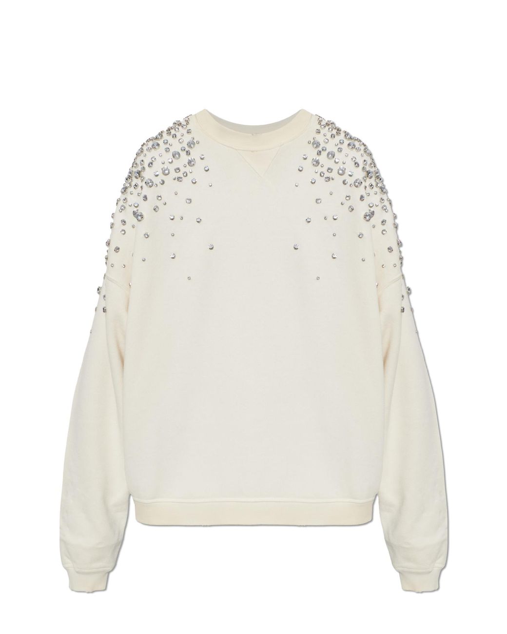 Golden Goose Deluxe Brand White Sweatshirt With Shimmering Appliqués