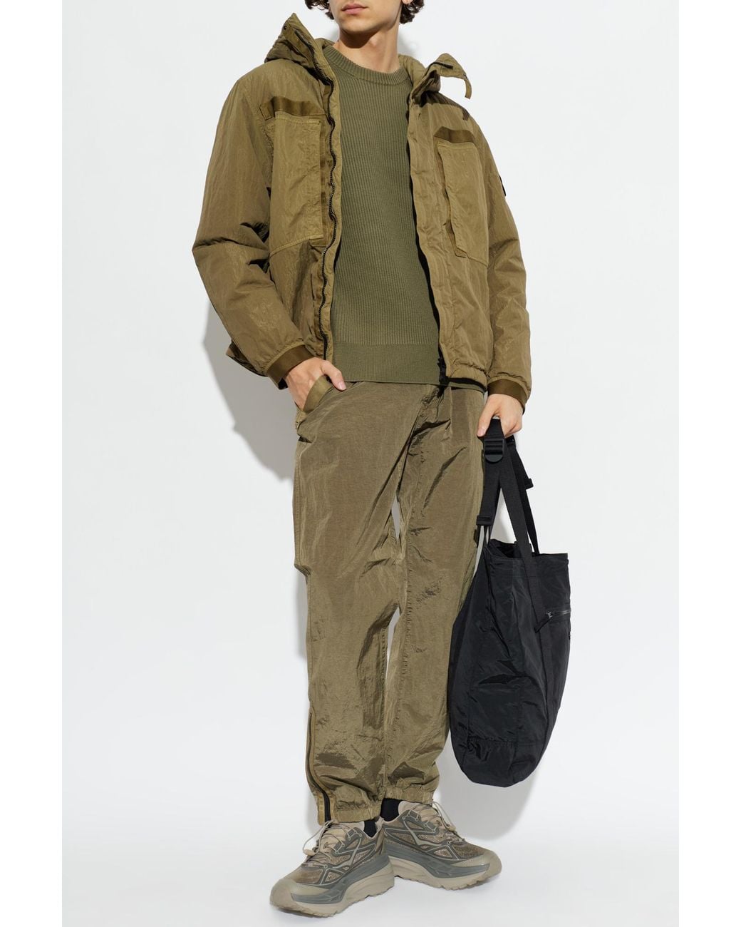 Stone Island Green Insulated Jacket With Hood for men