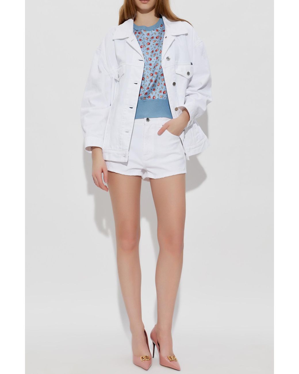 Dolce & Gabbana White Loose-Fit Denim Jacket