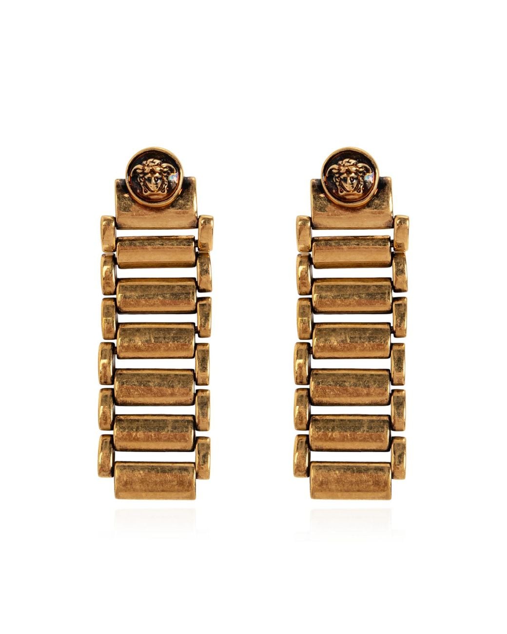 Versace Metallic Brass Earrings With A Medusa Head