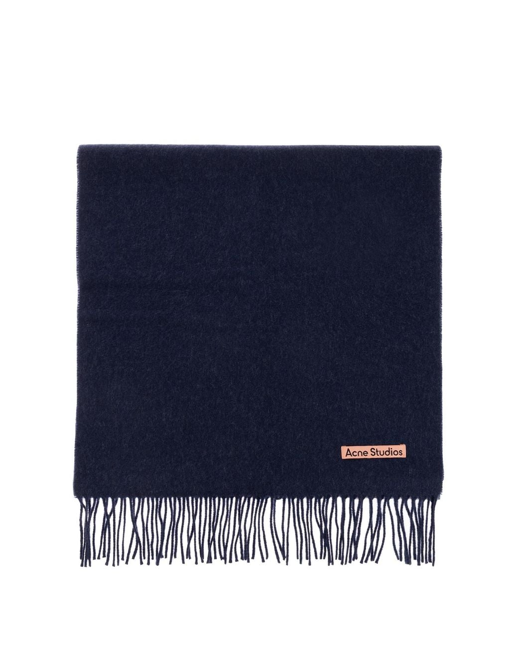 Acne Blue Wool Scarf With Fringing