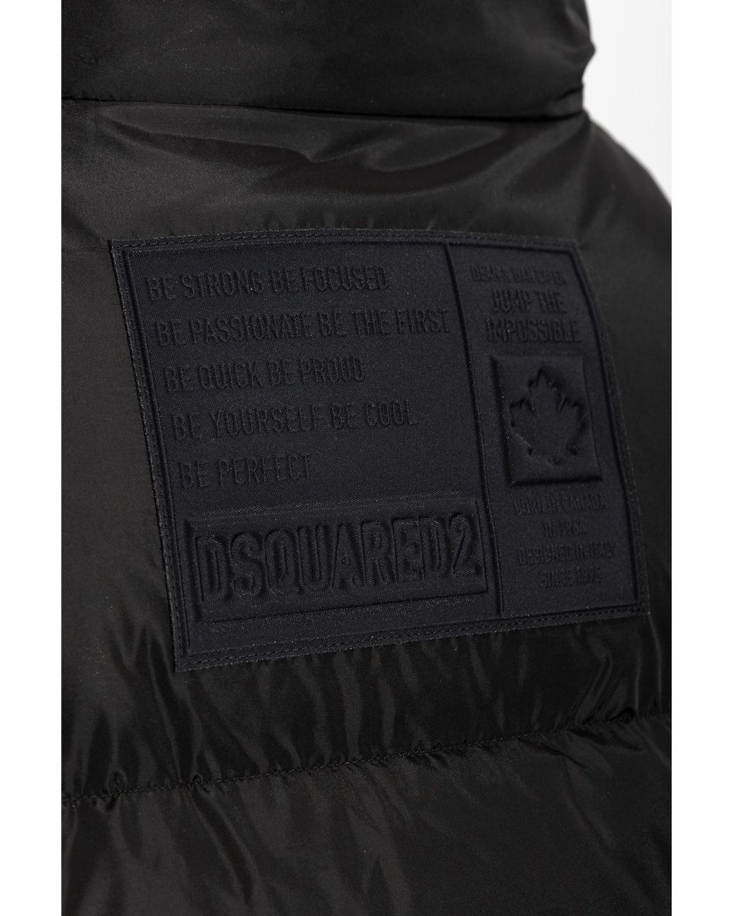 DSquared² Black Quilted Jacket With A Stand-Up Collar