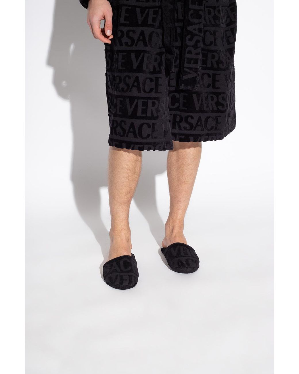 Versace Black Slides With Logo for men