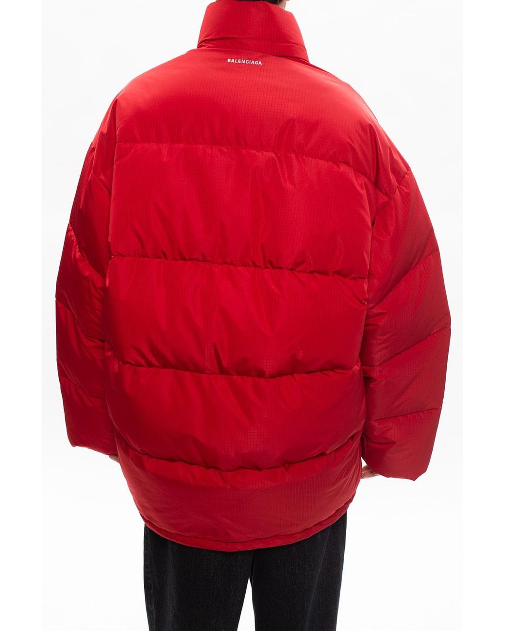 Balenciaga Checked Down Jacket in Red for Men | Lyst