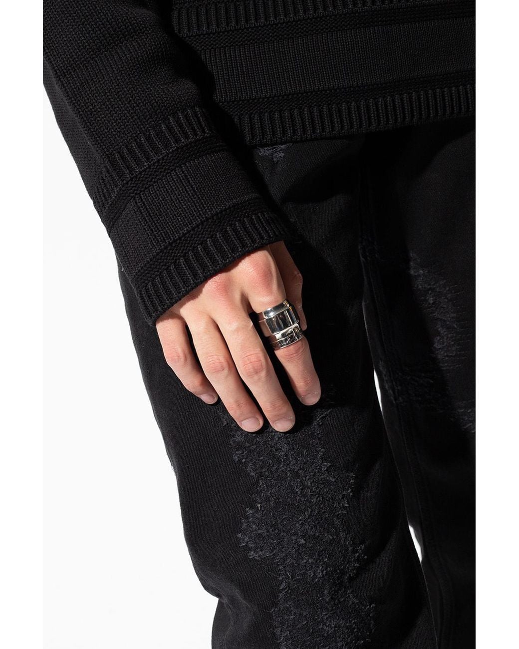 McQueen Black Ring With Logo for men