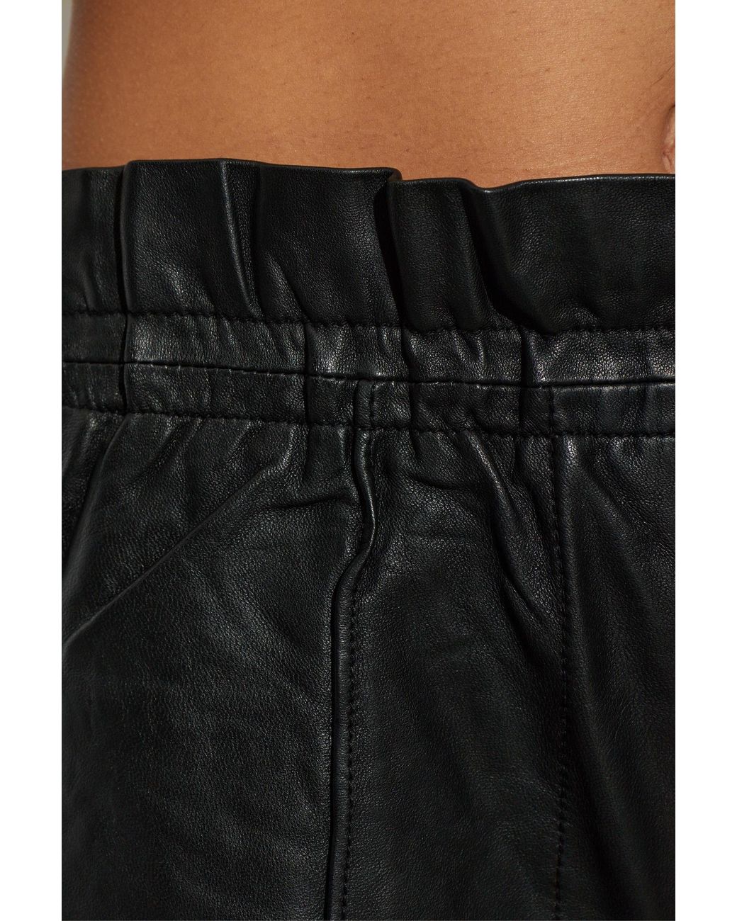 AllSaints Black Leather Trousers 'Fran'