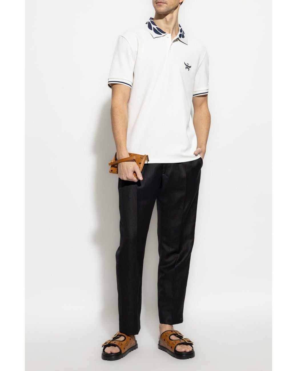 MCM White Polo With Logo for men