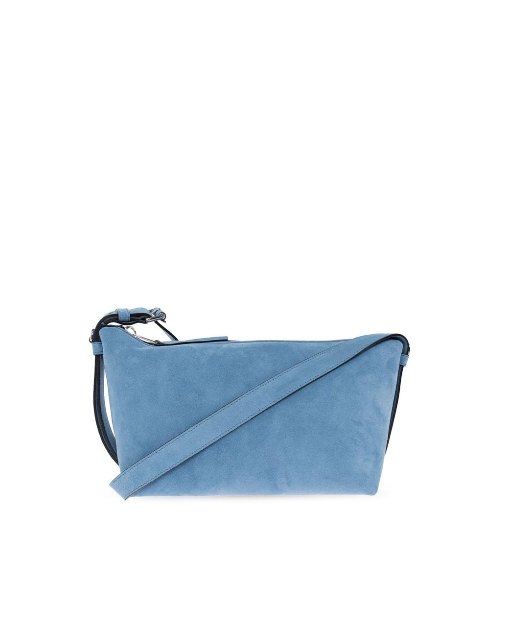 Moschino Blue Suede Shoulder Bag With Logo