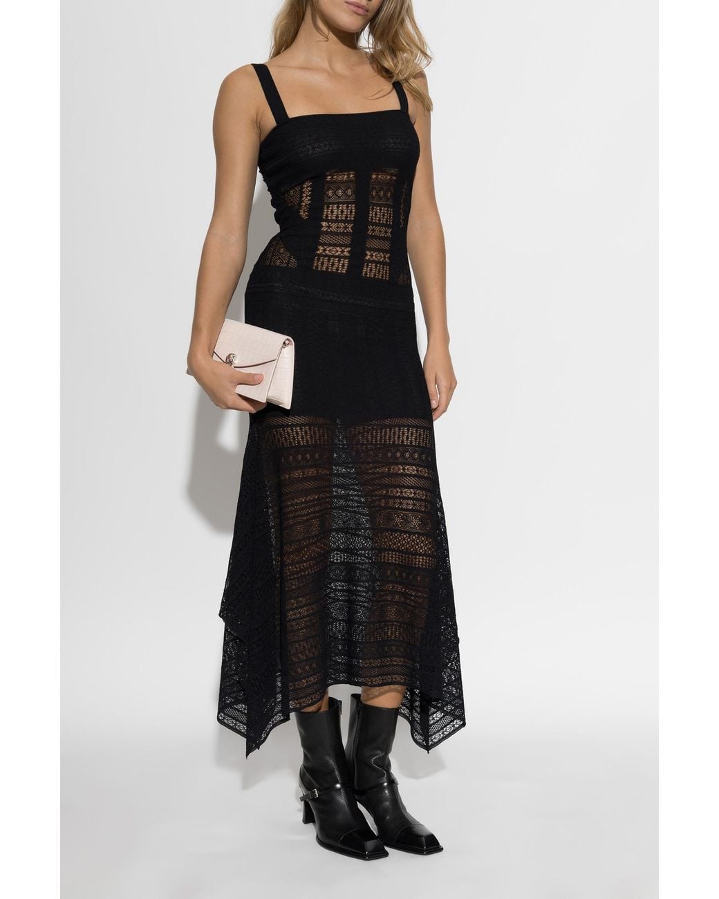 McQueen Black Lace Dress With An Asymmetric Cut