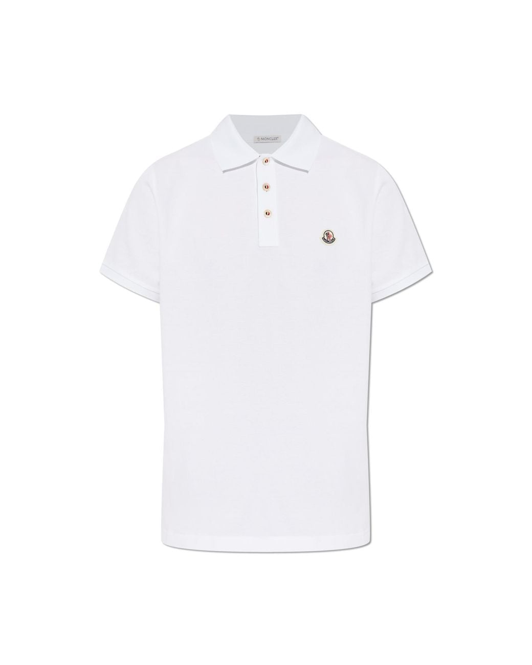 Moncler White Polo With Logo Patch for men