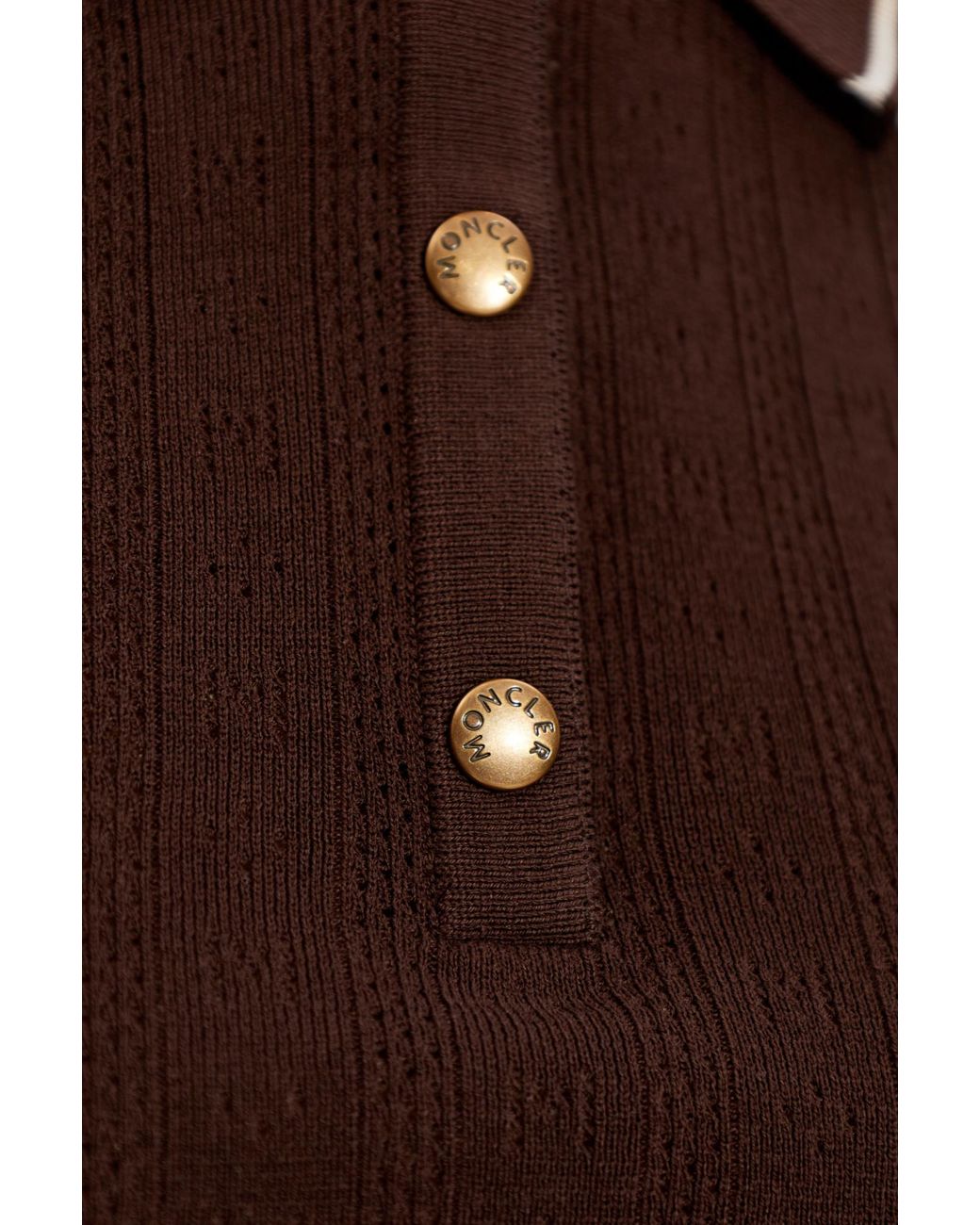 Moncler Brown Polo With Logo Patch